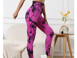 Легінси жіночі спортивні з пуш-ап Tie Dye 18705 L рожевий мармур