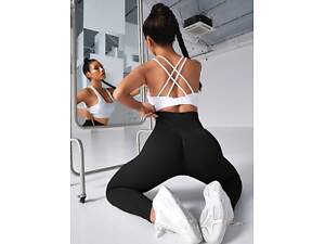 Легінси жіночі в рубчик з пуш-ап 19229 S чорні