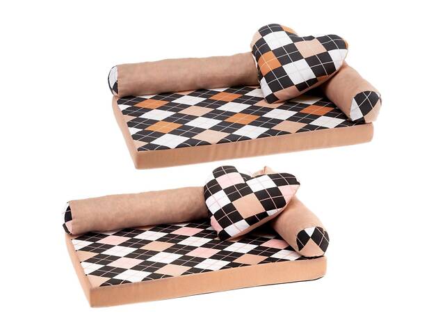 Лежак - диван для собак і кошек Ferplast Tommy Rombus 65 (Ферпласт Томмі Ромбус 65) Бежевий з чорним. - Фото 2