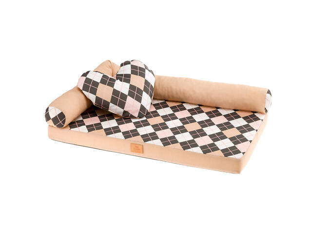 Лежак - диван для собак і кошек Ferplast Tommy Rombus 65 (Ферпласт Томмі Ромбус 65) Бежевий з чорним. - Фото 1