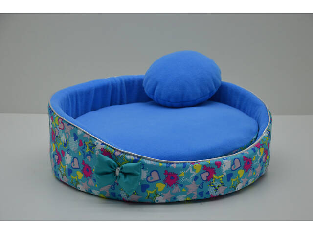 Лежак для котів і собак Зірочка бірюзовий №3 d-600 h-150 - Фото 1