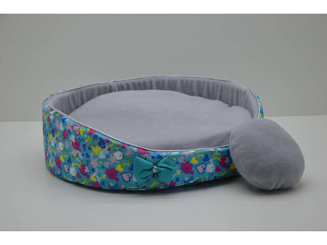 Лежак для котів і собак Зірочка бірюзовий №3 d-600 h-150 - Фото 2