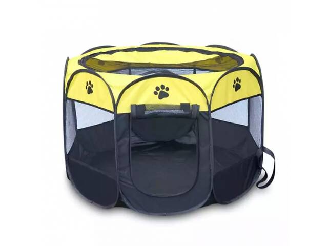 Лежак для собак манеж Фауна 114х114х58 см Желто-чёрный - Фото 1