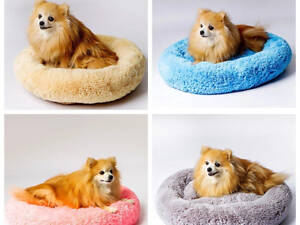 Лежак для собаки круглый розовый голубой бежевый серый Голубой