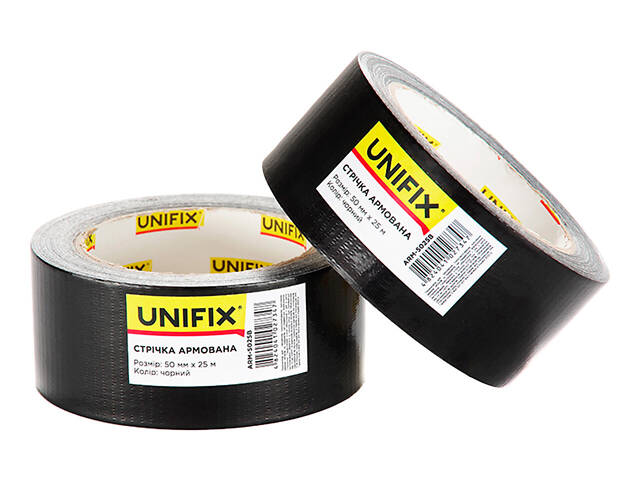 Лента армированная Unifix - 50 мм x 25 м черная - Фото 1