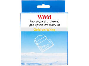 Стрічка для принтера етикеток WWM для Epson LW-400/700 18mm х 8m Gold-on-White (WWM-SS18Z)