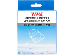 Стрічка для принтера етикеток WWM для Epson LW-400/700 6mm х 8m Black-on-Matte-silver (WWM-SM6X)