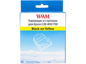 Стрічка для принтера етикеток WWM для Epson LW-400/700 18mm х 8m Black-on-Yellow (WWM-SC18Y)