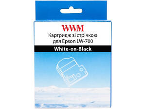 Стрічка для принтера етикеток WWM для Epson LW-700 24mm х 8m Білий на Чорному (WWM-SD24K)