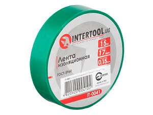 Стрічка ізоляційна Intertool 15 м x 17 x 0.15 мм зелена (IT-0041) (10 шт.)