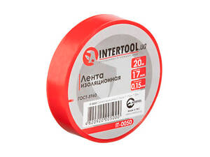 Стрічка ізоляційна Intertool 20 м x 17 x 0.15 мм червона (IT-0050) (10 шт.)