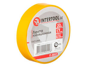 Стрічка ізоляційна Intertool 20 м x 17 x 0.15 мм жовта (IT-0052) (10 шт.)
