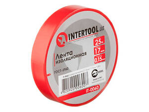 Стрічка ізоляційна Intertool — 25 м x 17 x 0,15 мм червона 10 шт.