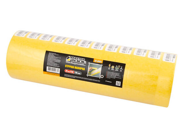 Лента малярная Mastertool - 25 мм х 20 м желтая 12 шт. - Фото 3