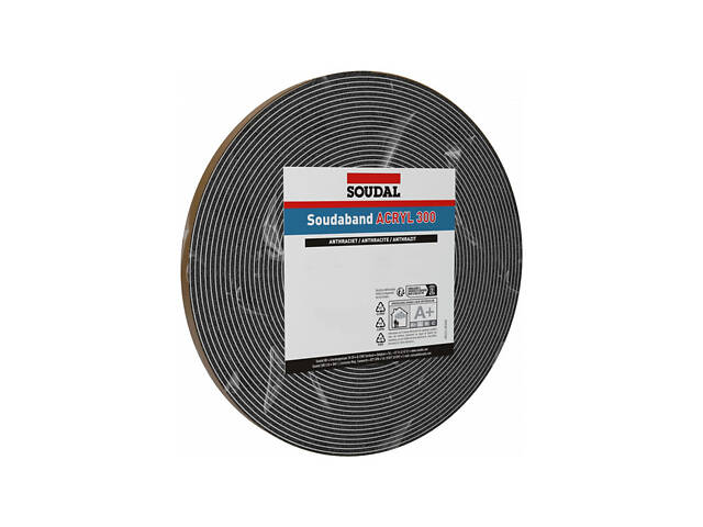 Стрічка монтажна саморозширююча 15мм 4/20мм 8м ПСУЛ чорна [0000400000SA042016] SOUDABAND Acryl 300 Soudal - Фото 2