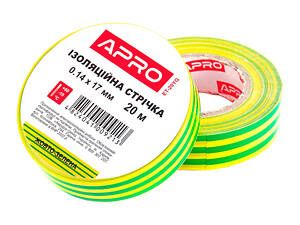 Стрічка ізоляційна Apro 10 м x 17 x 0.14 мм жовто-зелена (ET-10YG) (10 шт.)