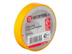 Стрічка ізоляційна Intertool 25 м x 17 x 0.15 мм жовта (IT-0062) (10 шт.)