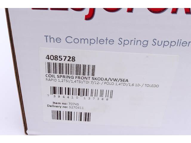 LESJOFORS 4085728 Пружина (передняя) Skoda Fabia III 1.4TDI 14-/Rapid 1.2-1.4TSI/1.6 АКПП 12-/VW Polo 1.6 (+AC) 10- - Фото 6