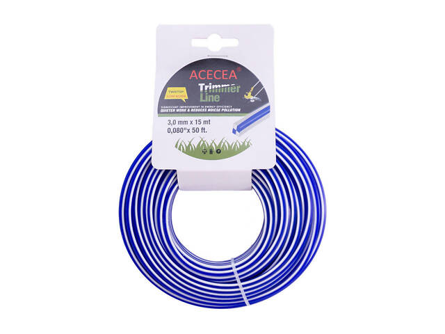 Волосінь для тріммера Рамболд 3.0 мм x 15 м квадрат біло-синій (FL 3*15) - Фото 1