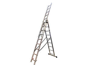 Лестница алюминиевая трёхсекционная GTM KME309 3x9 ступенек 2.45-5.69м (39946)