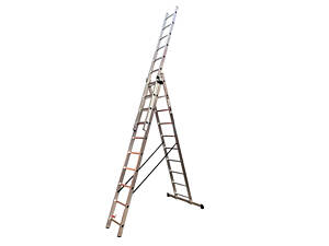 Лестница алюминиевая трёхсекционная GTM KME310 3x10 ступенек 2.72-6.5м (39947)