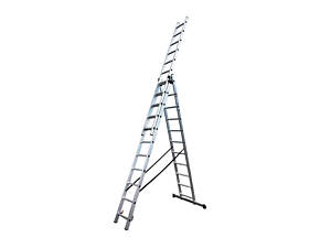 Лестница алюминиевая трёхсекционная GTM KME311 3x11 ступенек 2.99-7.31м (39948)
