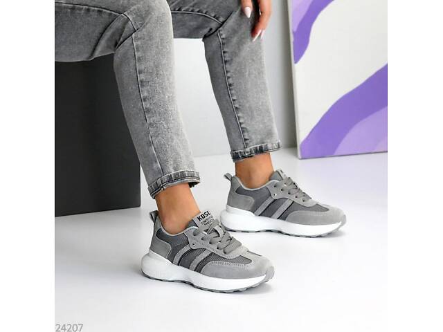 Летние кроссовки серые натур замш, кроссовки Rih 36,37,40р код 24207 - Фото 1