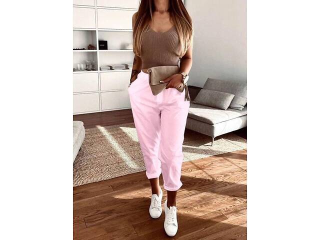 Літні штани з підворотом 'Hunter' оптом | Батал | Розпродаж моделі Рожевий, 50-52 - Фото 2