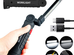 Ліхтар для ремонту машин та СТО, WORKLIGHT-W52-SMD+COB, з магнітом та USB / Кемпінговий підвісний ліхтарик