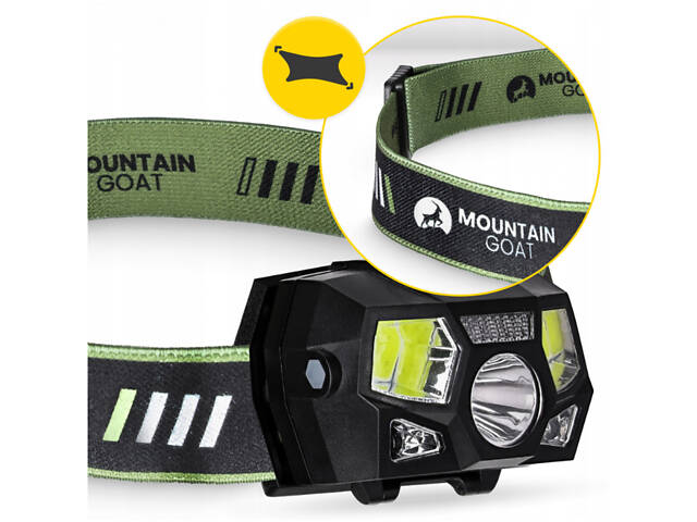 Ліхтар налобний Mountain Goat LED 350 lm акумуляторний, з регулюванням нахилу Black (P-5907739318312) - Фото 6