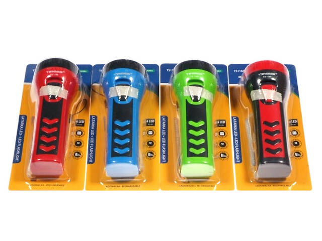 Ліхтарик світлодіодний Tiross TS1166N на акумуляторі, зарядка від розетки - Фото 1