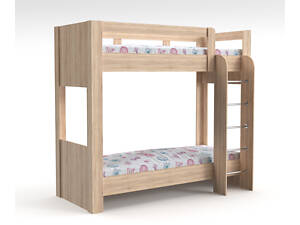 Кровать двухъярусная разборная с ламелями Дуб Сонома для детей и подростков 80х200 см 2-х ярусная.