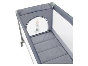 Ліжко-манеж дитяче FreeON з другим ярусом Elephants, grey