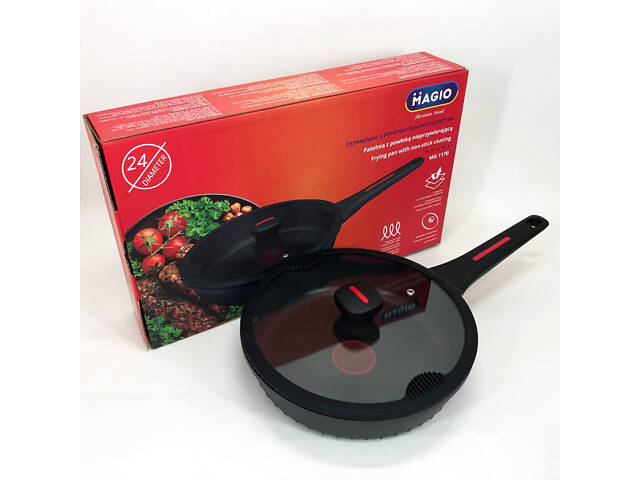 Лита антипригарна сковорода Magio MG-1170 24 см, для індукційної плити, сковорода з індукційним дном - Фото 1