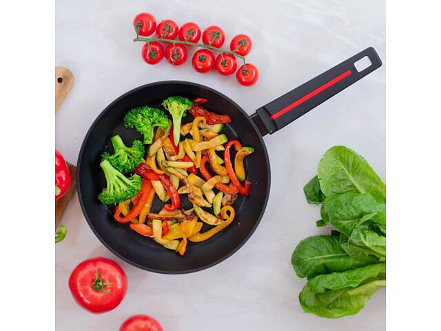 Лита антипригарна сковорода Magio MG-1170 24 см, для індукційної плити, сковорода з індукційним дном - Фото 3