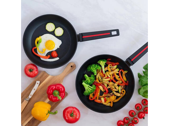 Лита антипригарна сковорода Magio MG-1170 24 см, для індукційної плити, сковорода з індукційним дном - Фото 4