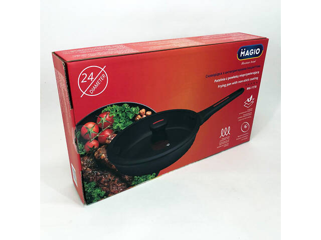 Лита антипригарна сковорода Magio MG-1170 24 см, для індукційної плити, сковорода з індукційним дном - Фото 8