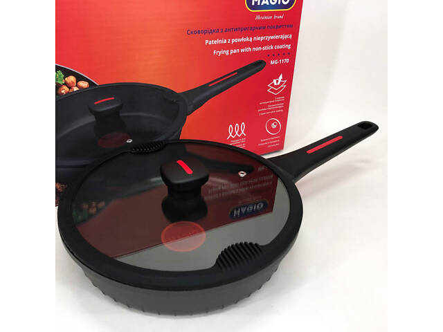 Лита антипригарна сковорода Magio MG-1170 24 см, для індукційної плити, сковорода з індукційним дном - Фото 10