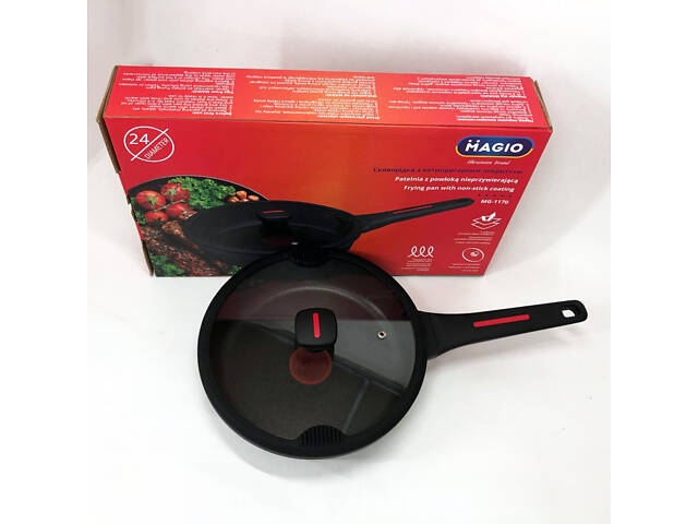 Лита антипригарна сковорода Magio MG-1170 24 см, для індукційної плити, сковорода з індукційним дном - Фото 12