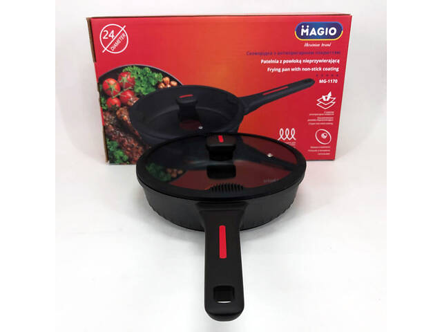 Лита антипригарна сковорода Magio MG-1170 24 см, для індукційної плити, сковорода з індукційним дном - Фото 14