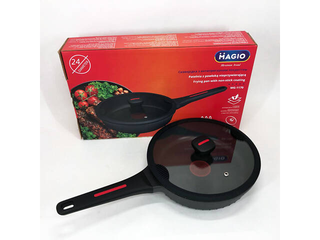 Лита антипригарна сковорода Magio MG-1170 24 см, для індукційної плити, сковорода з індукційним дном - Фото 15