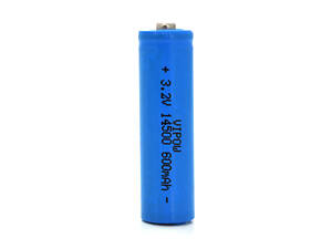 Литий-железо-фосфатный аккумулятор 14500 Lifepo4 Vipow IFR14500 TipTop, 600mAh, 3.2V, Blue Q50/500