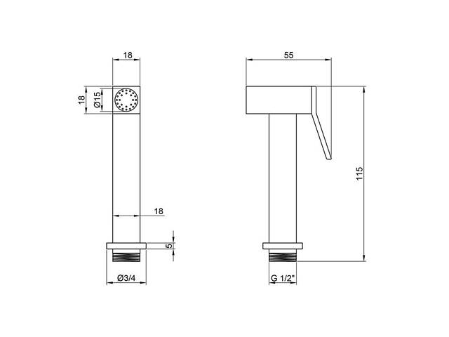 Лійка для гігієнічного душу Лейки Lidz Niagara 08 прямокутна LDNIA08CRM26197 Chrome - Фото 2