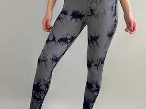 Лосини жіночі, сірі, мармур, 'PushUp', пушап, широкий пояс, висока посадка