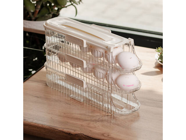 Лоток для яєць у холодильник на 3 яруси 32х10х18.5 см Бежевий HP-27-15 - Фото 3