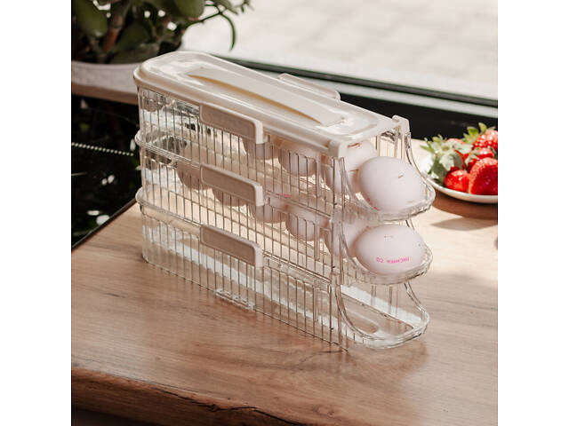 Лоток для яєць у холодильник на 3 яруси 32х10х18.5 см Бежевий HP-27-15 - Фото 4