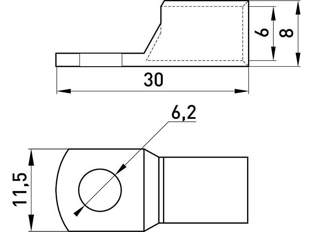 Луджений наконечник 16кв.мм M6 гільза: 11мм (1шт) [s19019] E.NEXT e.end.stand.c.16,D6.2 - Фото 3