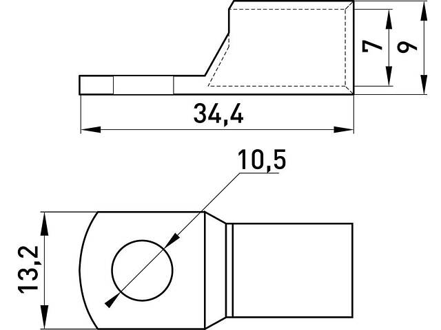 Луджений наконечник 25кв.мм M10 гільза: 13.3мм (1шт) [s19021] E.NEXT e.end.stand.c.25,D10.5 - Фото 3