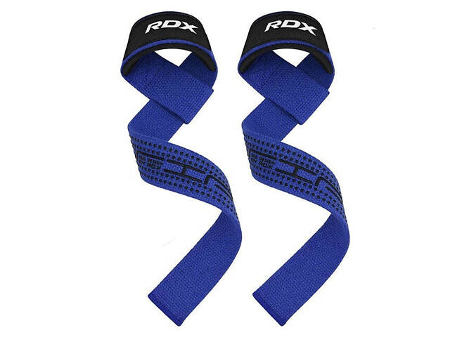 Лямки для тяги RDX S4 Gym Cotton Gel Straps Blue Plus - Фото 5