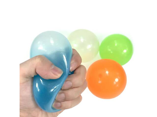 Липкі світні кульки Globbles RESTEQ 4 шт. — антистрес-іграшка, що світиться в темряві та не залишає слідів - Фото 1